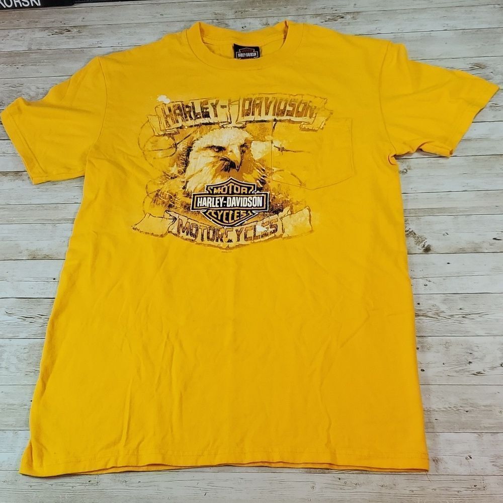 Harley-Davidson T-Shirt Electric City HD Scranton, PA Size Medium Pocket‎ Gold